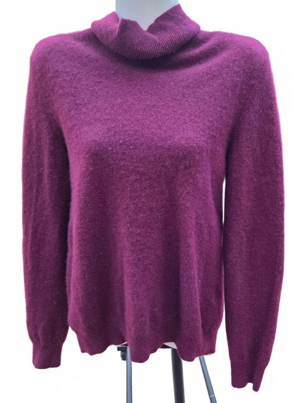 Club Room Luxury Plum Maroon Pure Cashmere Mock Turtleneck Long Sleeve Pullover